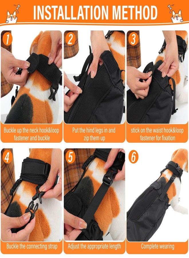 مجموعة SilTriangle المكونة من 4 قطع من حقائب سحب الكلاب للأرجل الخلفية المشلولة، قابلة للتعديل، حقيبة سحب للحيوانات الأليفة المعاقة، حقيبة حماية من إصابات الحيوانات الأليفة جيدة التهوية، بديل لكرسي متحرك للكلاب في الأماكن المغلقة والمفتوحة، تحمي الصدر والأطراف (متوسطة) - Image 4